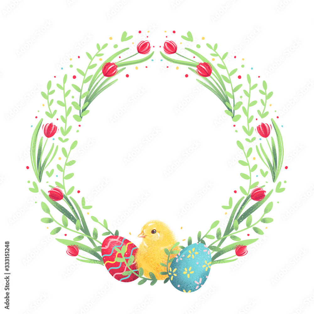 Naklejka premium easter egg frame with eggs and flowers