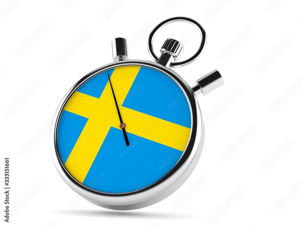 Fototapeta premium Stopwatch with swedish flag
