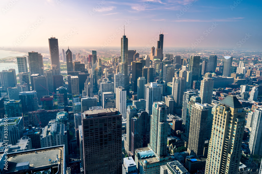 Naklejka premium Chicago city skyline, USA