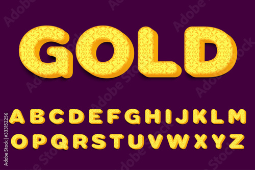Luxury 3D gold Alphabet Letters, Numbers and Symbols. Delicate Typography . Vector