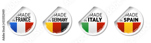 Adhésif pour vos produits fabriqués en France, Allemagne, Italie ou Espagne.