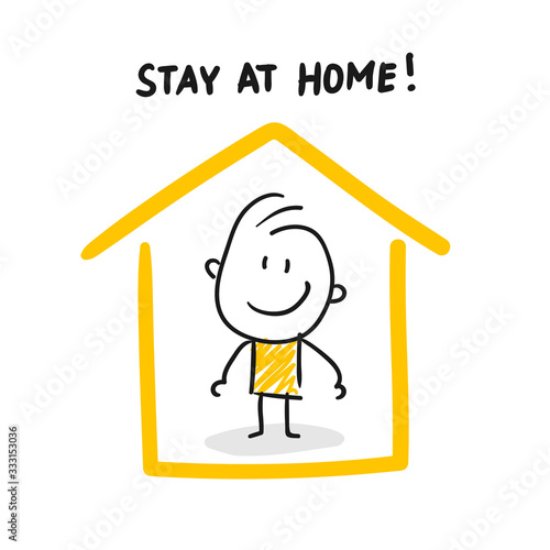 Strichfiguren / Strichmännchen: Stay at home. (Nr. 468)