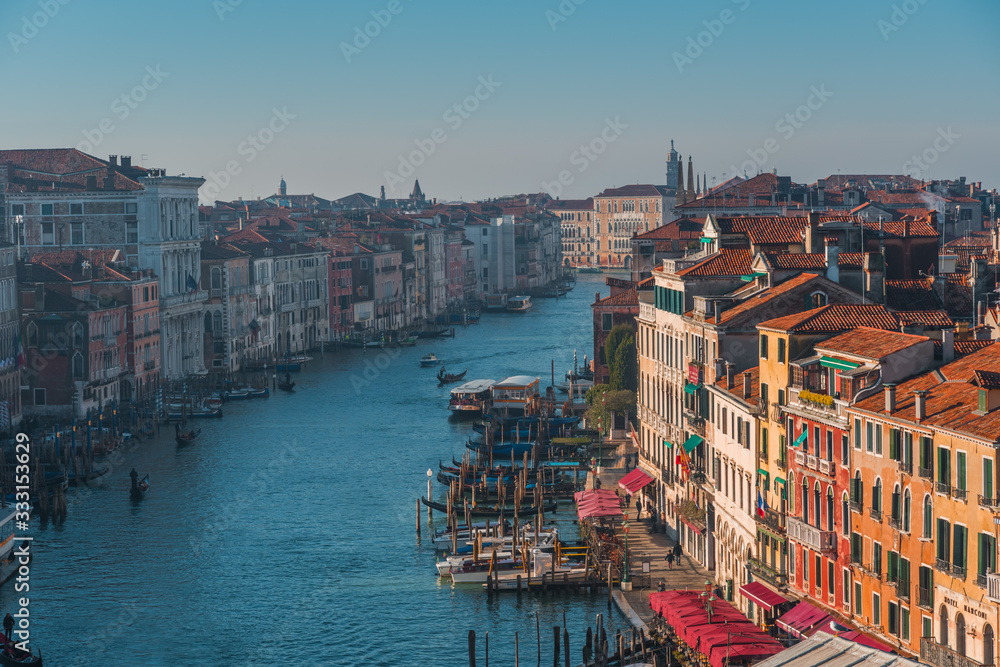 VENICE, VENETO / ITALY - DECEMBER 26 2019: Venice streets before COVID-19 pandemic
