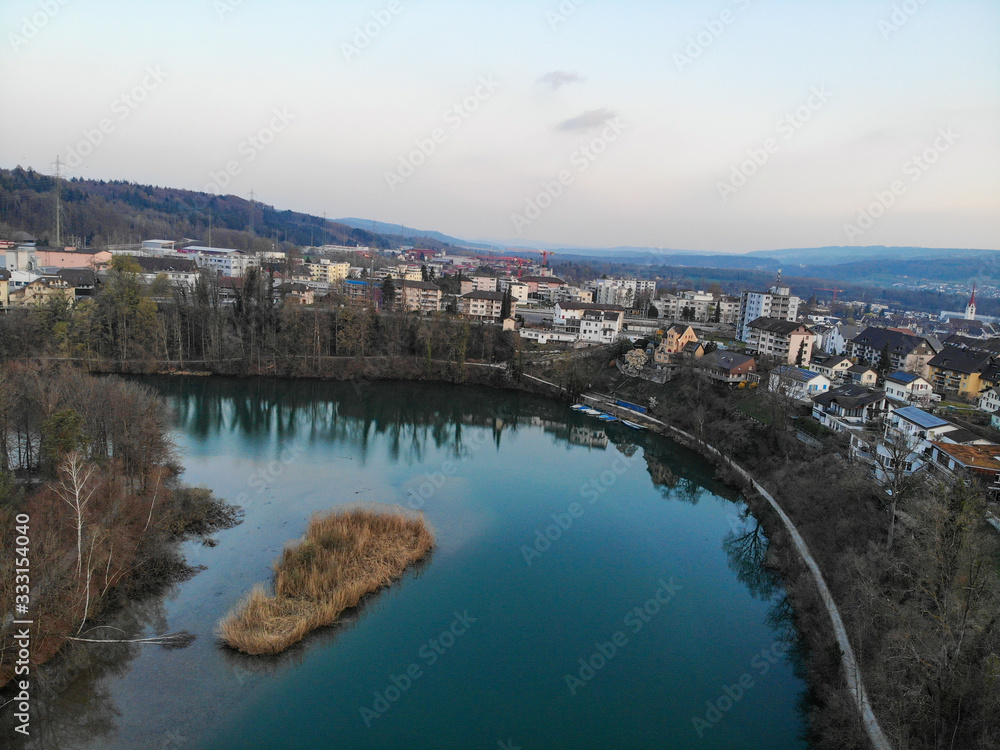 areal view of city on the river