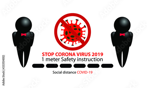 Social distance concept. Coronavirus COVID-19 virus social distance. 6feet or 1 meter Safety instruction. Stop COVID-19.