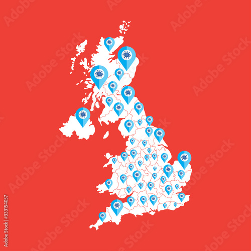 great britain vector graphics map and coronavirus