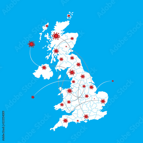 great britain vector graphics map and coronavirus