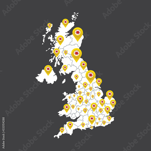 great britain vector graphics map and coronavirus