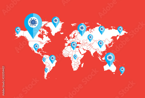 Illustration vector graphic of Alert corona virus outbreak with China,map and world map in the background.