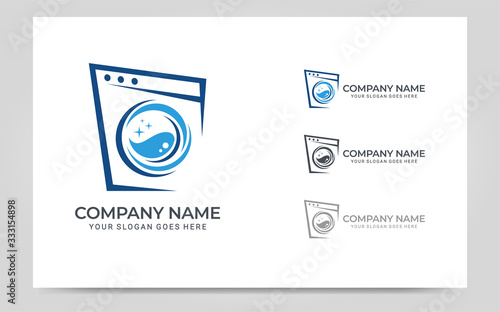 Modern Laundry services logo design. Editable logo design