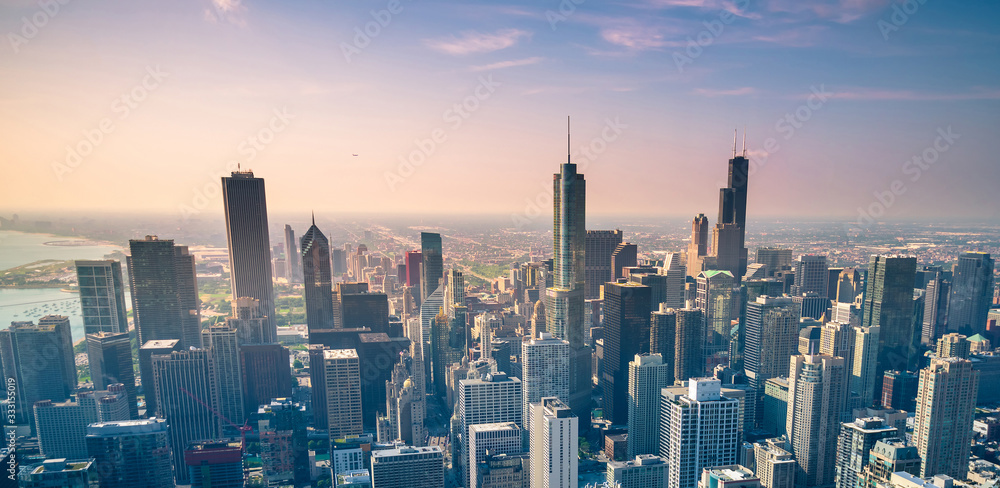 Naklejka premium Panoramę miasta Chicago, USA