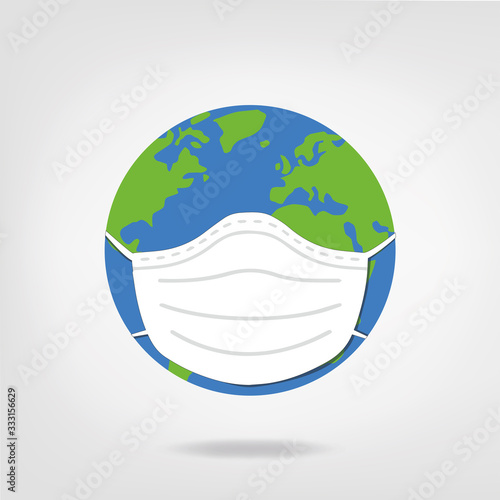 world illustration wearing mask - earth wears health face mask