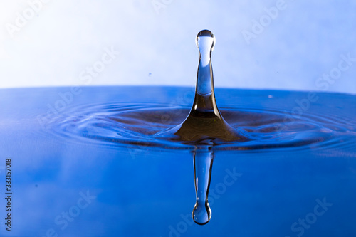 Water drop splashing into water surface
