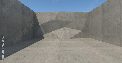 Protruding concrete wall 3d image 1