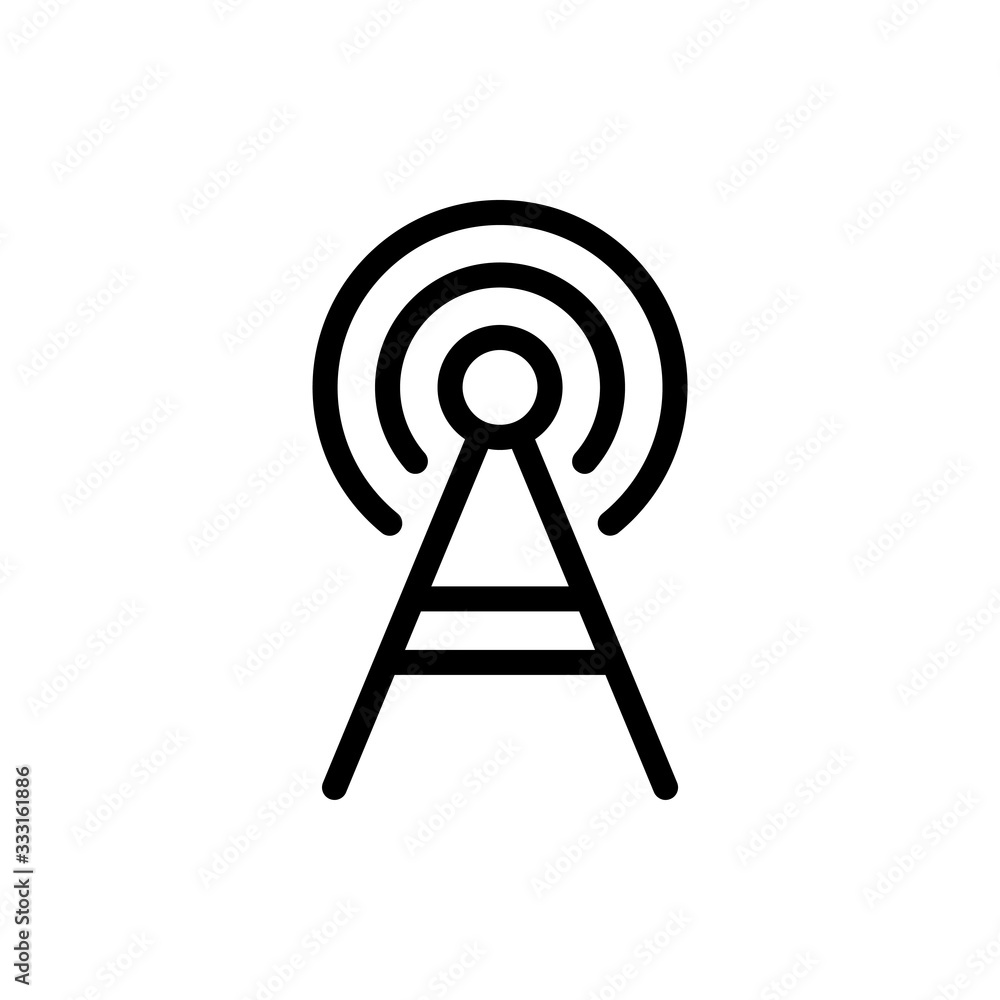 Wifi Tower Vector Colour With Line Icon Illustration Wifi Tower Vector Colour With Line Icon Illustration