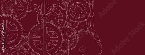  clockwork sketch mechanism 3d illustration