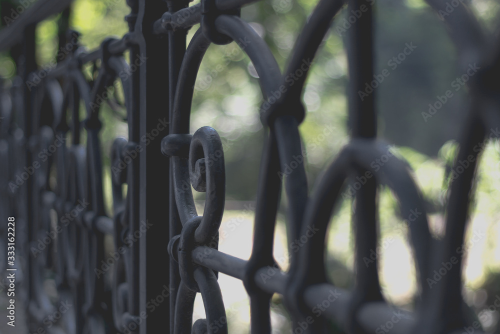 Lovely steel railing with a spiral in focus Lovely steel railing with a spiral in focus