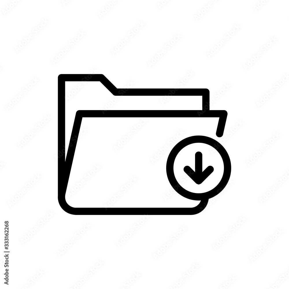 Folder Downloading Vector Colour With Line Icon Illustration Folder Downloading Vector Colour With Line Icon Illustration