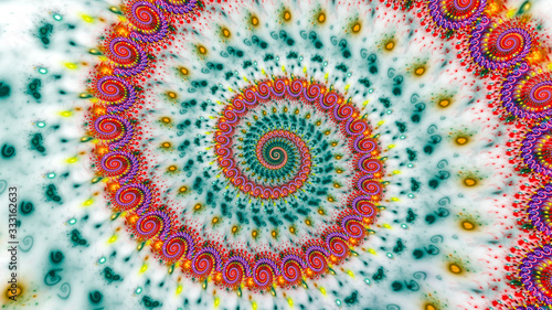 Multicolored psychedelic spiral abstract background