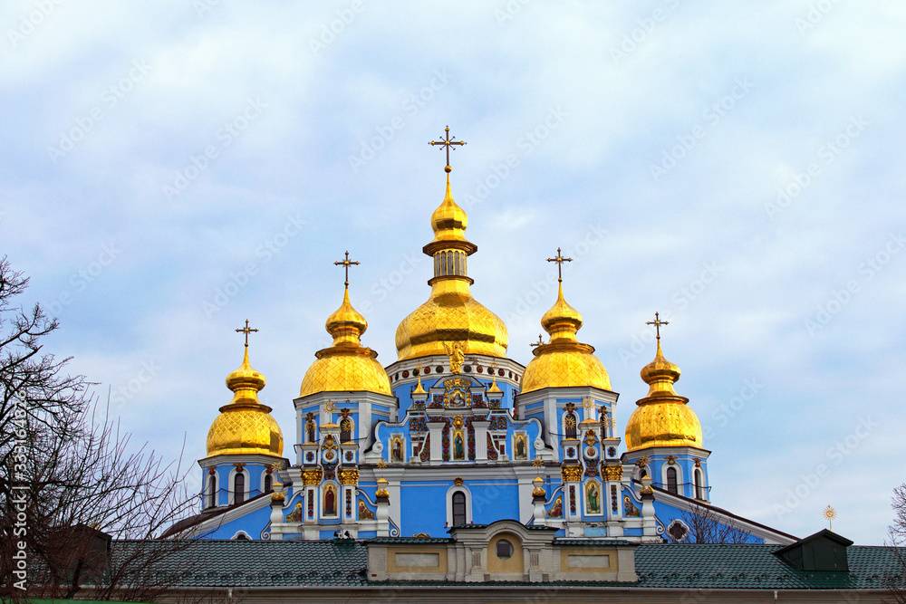 Picturesque landscape view of beautiful Saint Michael's Golden-Domed Monastery ( Picturesque landscape view of beautiful Saint Michael's Golden-Domed Monastery (