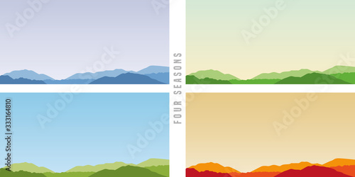 four seasons winter spring summer autumn mountain vector illustration EPS10