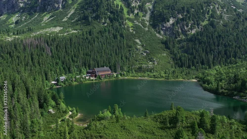 Aerial view of Popradske pleso in Tatras, Slovakia Aerial view of Popradske pleso in Tatras, Slovakia