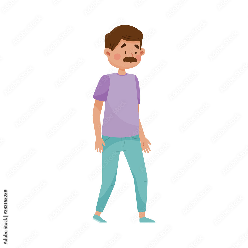 Man with Moustache Walking Along the Street Vector Illustration Man with Moustache Walking Along the Street Vector Illustration