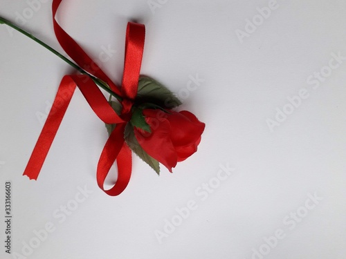 Artificial red rose Shows love for Valentine's Day.