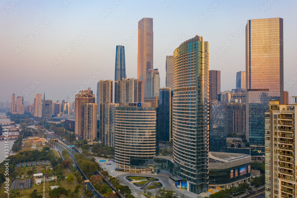 Fototapeta premium Aerial photography of Guangzhou urban CBD