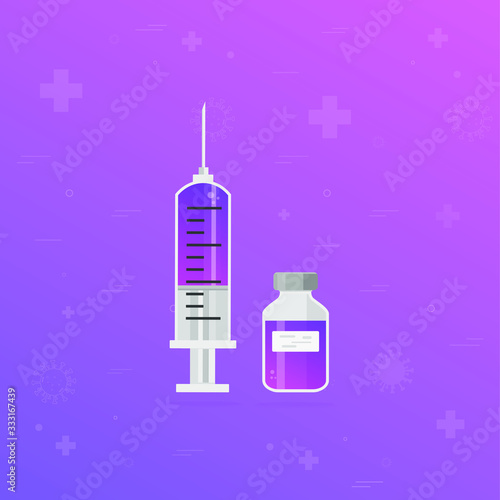 Syringe, injection. Vaccine, medical, epidemic disease concept, isolated vector illustration