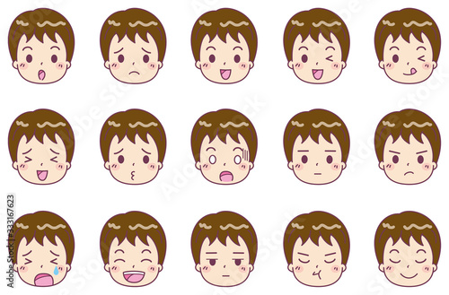 男の子　表情セット　イラスト