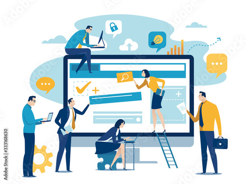 Web development team vector illustration. 