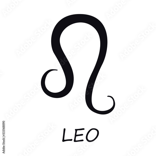 Leo zodiac sign black vector illustration. Celestial lion esoteric silhouette symbol. Astrological constellation. Horoscope monthly prediction calendar element. Isolated glyph icon
