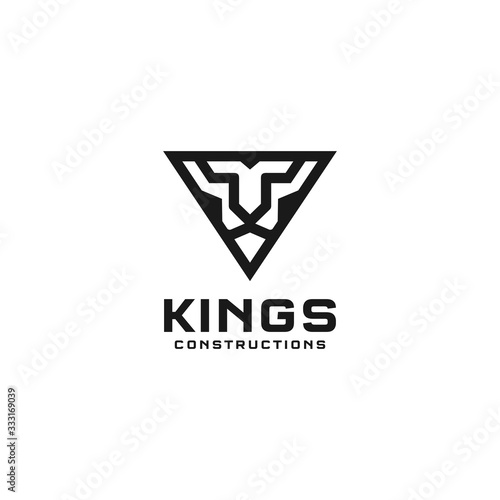 lion king abstract triangle logo design