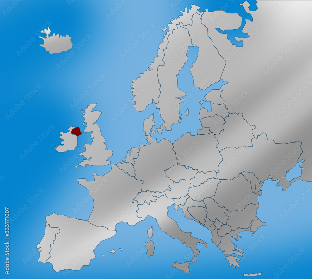  Northern Ireland Irlandia pónocna mapa europa