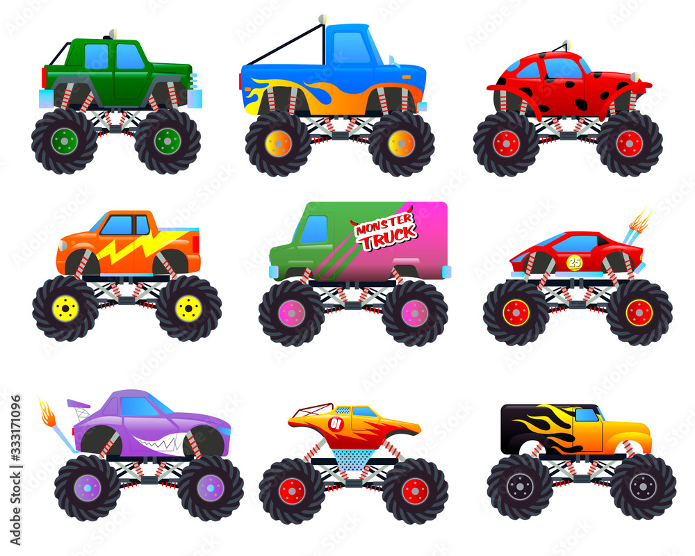 Set of monster truck cartoon Set of monster truck cartoon