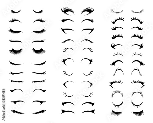 Eyelashes set. Different types of eyelash extensions. 