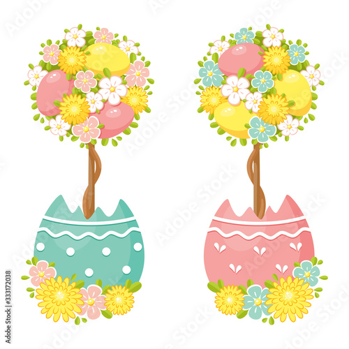 Easter tree. Cartoon vector illustration