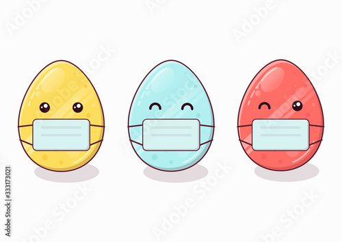Eggs in medical masks. Easter coincided with covid-19.