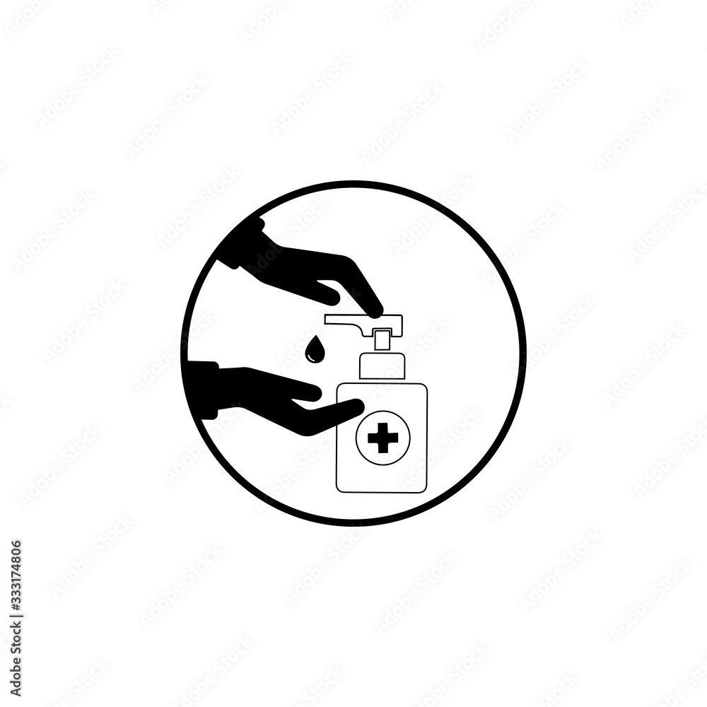 Antibacterial hand sanitizer, disinfection icon in flat design isolated Antibacterial hand sanitizer, disinfection icon in flat design isolated