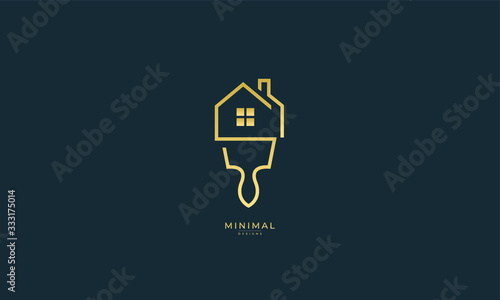 a line art house paint logo 