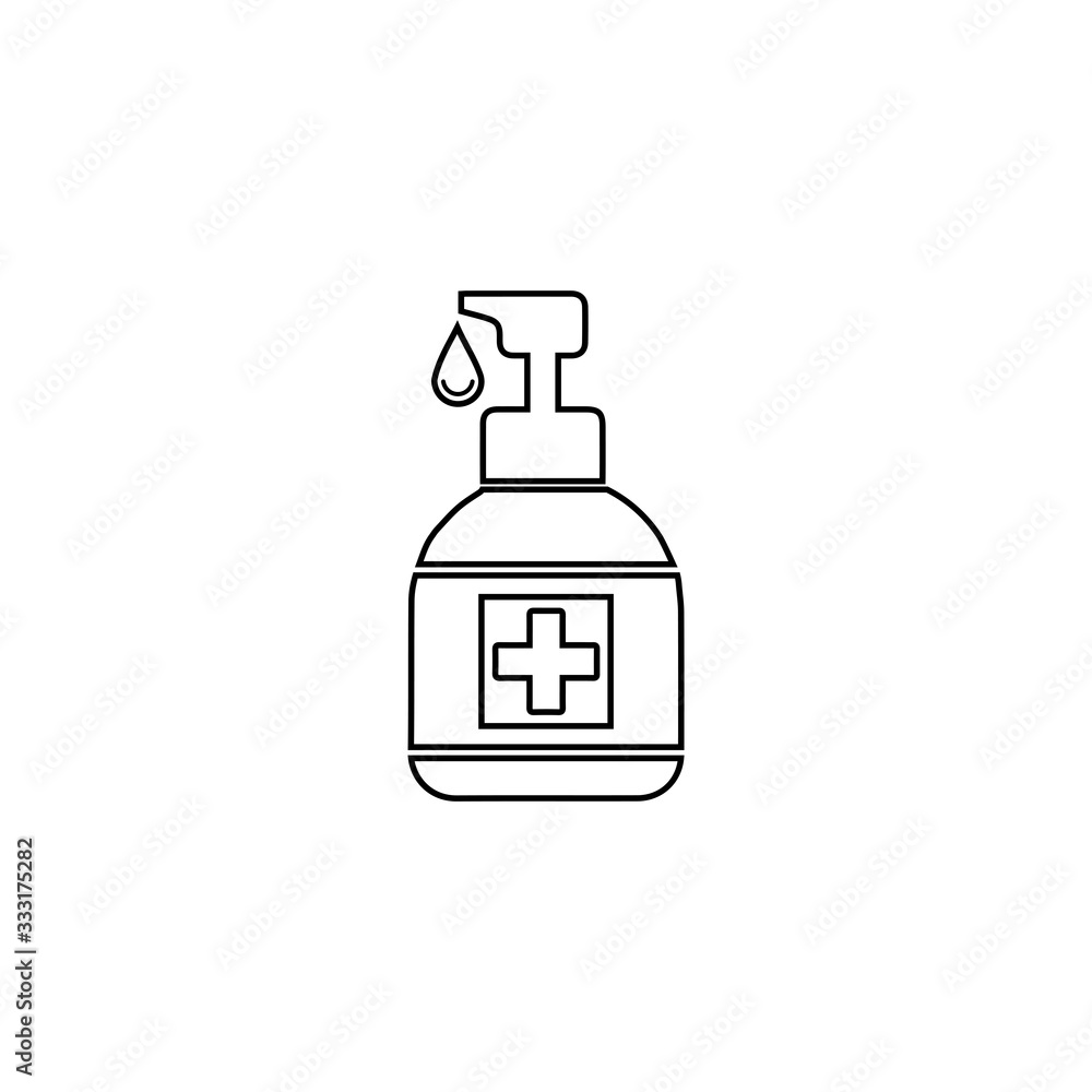 Antibacterial hand sanitizer, disinfection icon in flat design isolated Antibacterial hand sanitizer, disinfection icon in flat design isolated