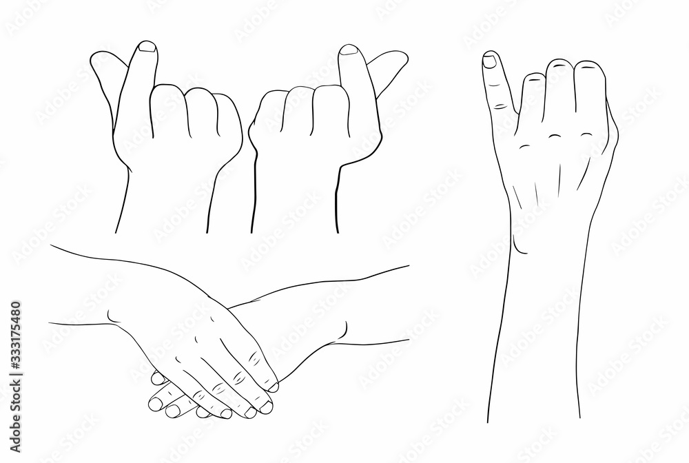 Women's hands in various postures. Women's hands in various postures.