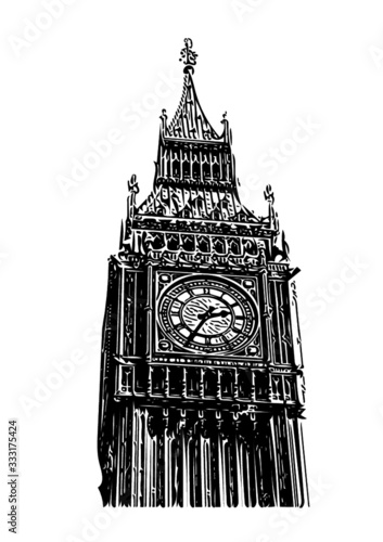Big Ben illustration in black