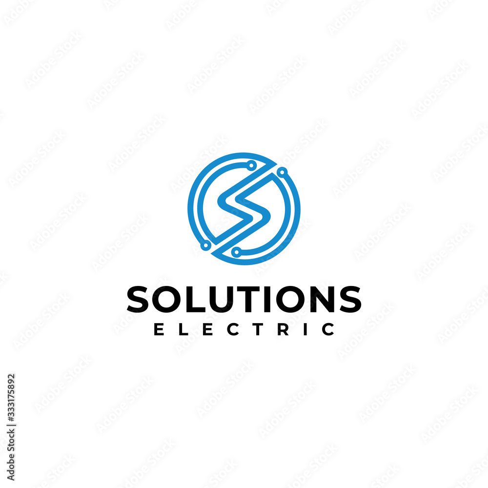 Creative modern electric interference mitigation solutions with S sign logo design.