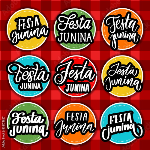 Festa Junina - modern lettering stickers.
