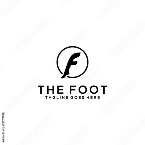 Creative modern abstract F foot sign logo design template.