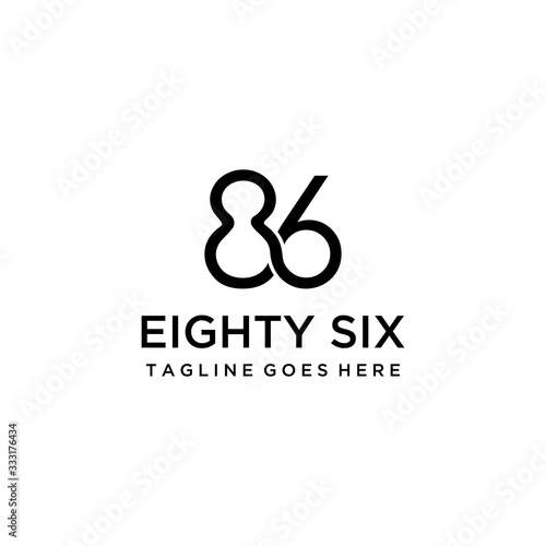 Creative number eighty six logo that looks elegant and join in logo design template.