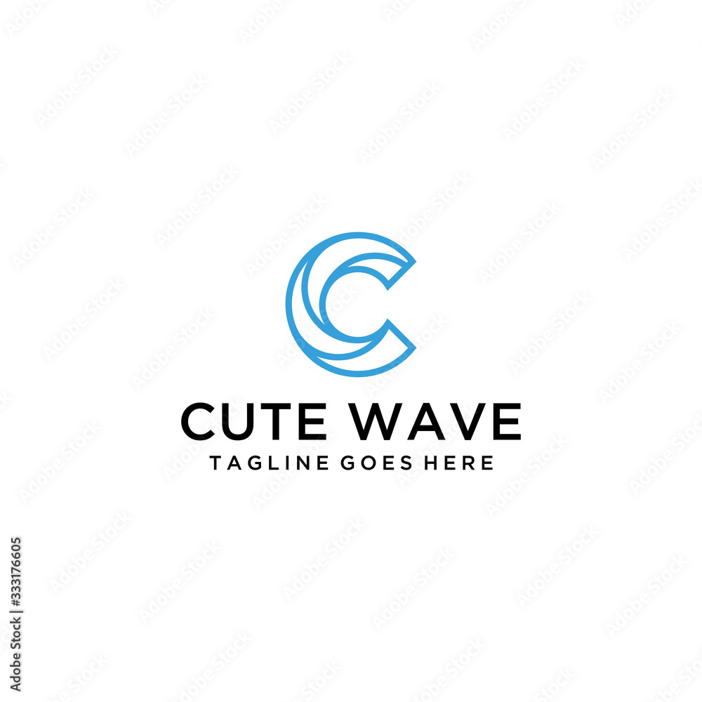 Creative beauty wave on C sign modern minimalist logo design vector