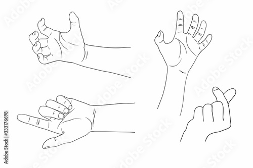 Women's hands in various postures.